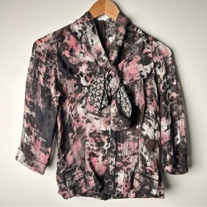 Byron Lars Beauty Mark Designer Sample NWTs Pink and Black Women's Blouse Size 2